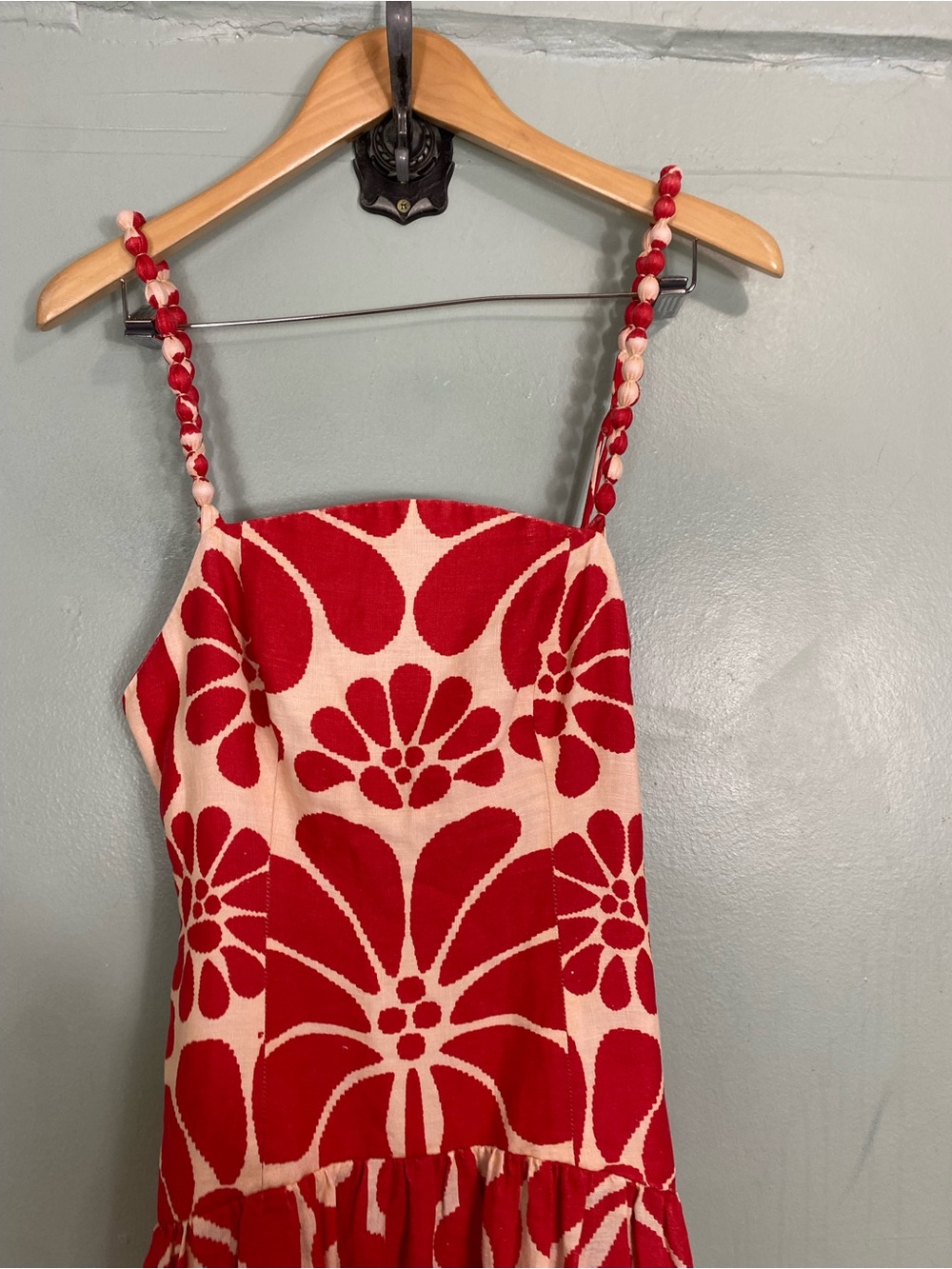 Farm Rio Palermo Linen Midi Dress Red Sundress Floral Size Medium - Picture 3 of 11
